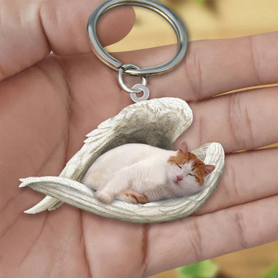 Sleeping Angel Acrylic Keychain Turkish Van Cat