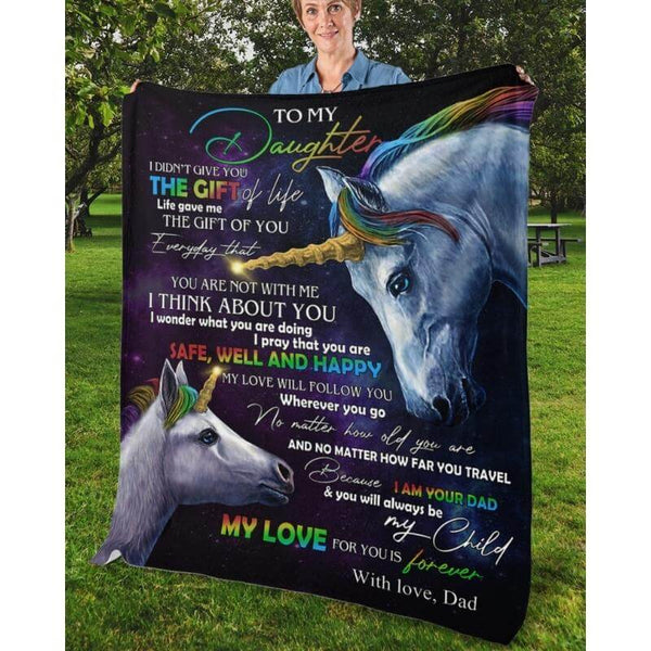 To My Daughter - From Dad - Unicorn A318 - Premium Blanket
