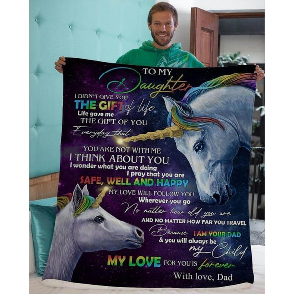 To My Daughter - From Dad - Unicorn A318 - Premium Blanket