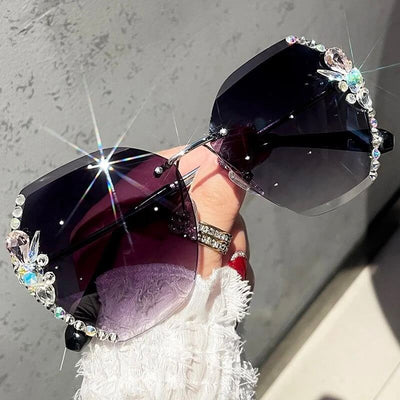 Woman Rimless Diamond Sunglasses For Beach Summer